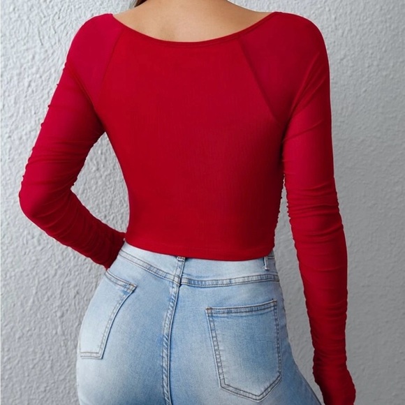 SHEIN Red Crop Top with Mesh - Picture 2 of 12